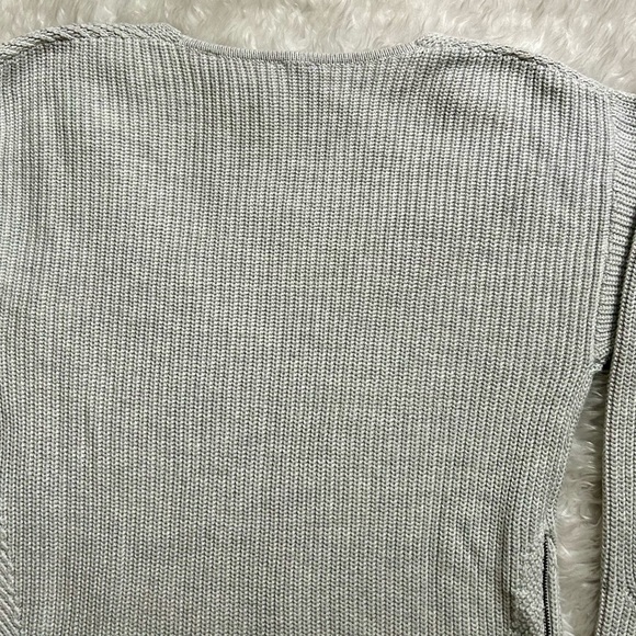 CABI DEEP V ZIP SIDE RIBBED SWEATER GRAY CLOUD XS - Picture 13 of 16